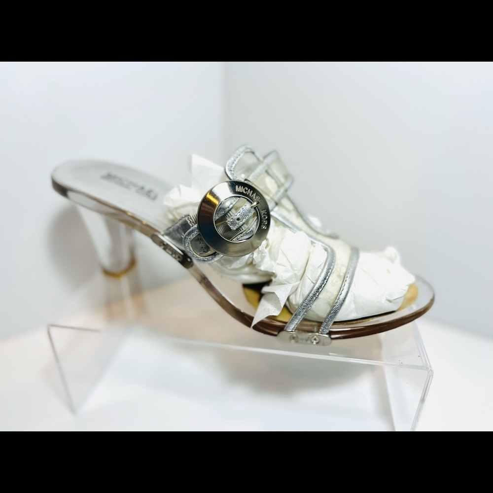 Clear Lucite Heels with Silver Accents